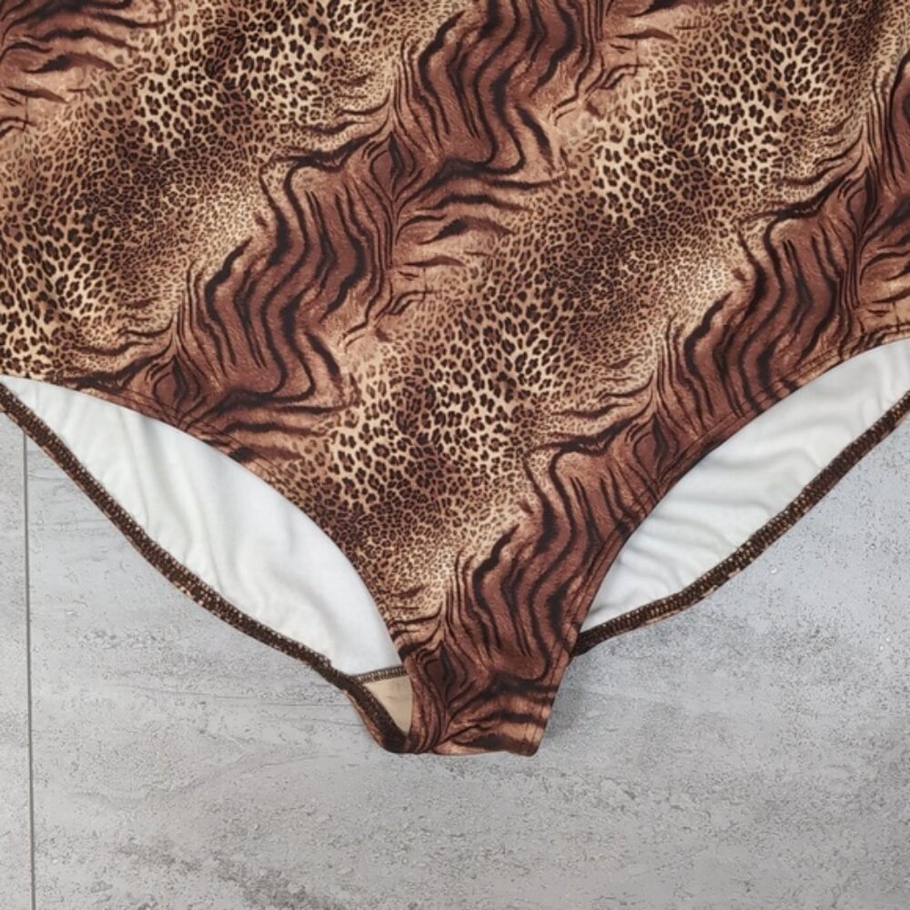 Vintage Baltex One Piece Swimsuit Animal Print Leopard Womens Plus Size 18W - Picture 4 of 9